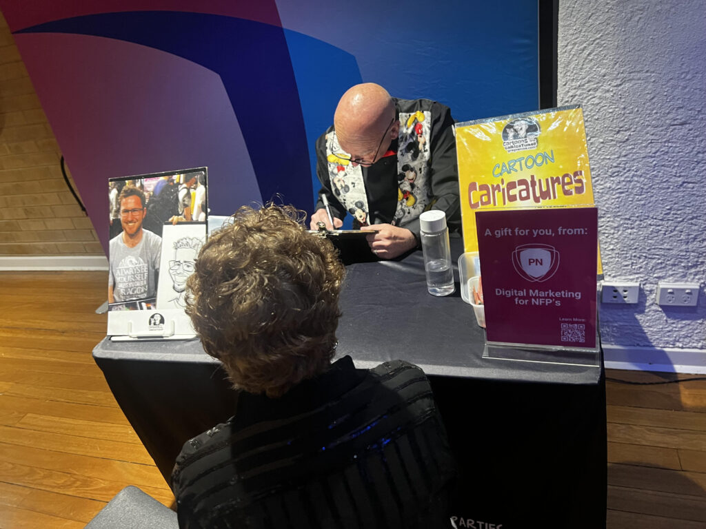 Caricature artist at the Brite Awards Night